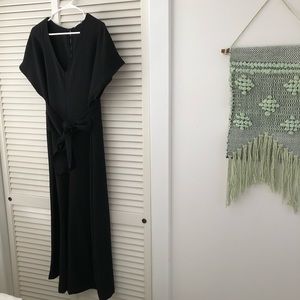 Lush Black Tie-Front, Wide-Leg Jumpsuit